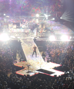 Chris Martin engages the crowd. 31 Dec 2012.